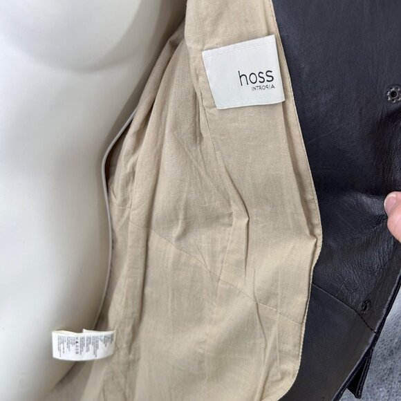 STUNNING HOSS INTROPIA LONG BROWN LEATHER JACKET COAT 40/8 MATRIX - Picture 4 of 6